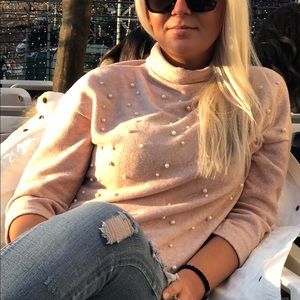 Light Pink with Pearls sweater size M